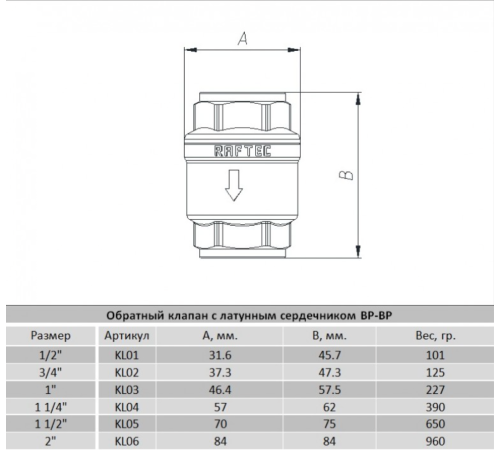 Зворотний клапан Raftec 1" (KL03) Зворотний клапан Raftec 1" (KL03)