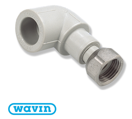 Угол Wavin Ekoplastik с накидной гайкой D20*1/2 (SKOM02020X) Угол Wavin Ekoplastik с накидной гайкой D20*1/2 (SKOM02020X)