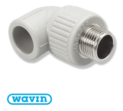 Кут Wavin Ekoplastik різьба наружна D20*1/2 (SKOЕ02020X)