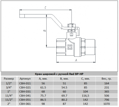 Кран кульовий Raftec RED PN20 ВВ 1 1/2" (CBH-05) Кран кульовий Raftec RED PN20 ВВ 1 1/2" (CBH-05)