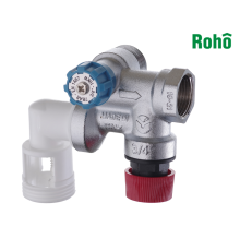 Група безпеки бойлера горизонтальна ROHO R2111-050 - 1/2*3/4" ВЗ (з перехідником)