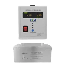 Комплект резервного питания VOLTIK Polska Sinus Pro 500 E + мультигелевая батарея VOLTIK AGM VP-65-12 12V 65Ah