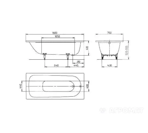 Ванна сталева Kaldewei Saniform plus 112500010001 160х75 см Ванна сталева Kaldewei Saniform plus 112500010001 160х75 см