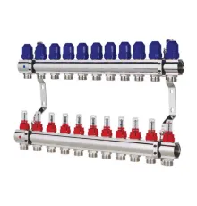 Коллекторный блок с расходомерами KOER KR.1110-11 - 1”x11 WAYS