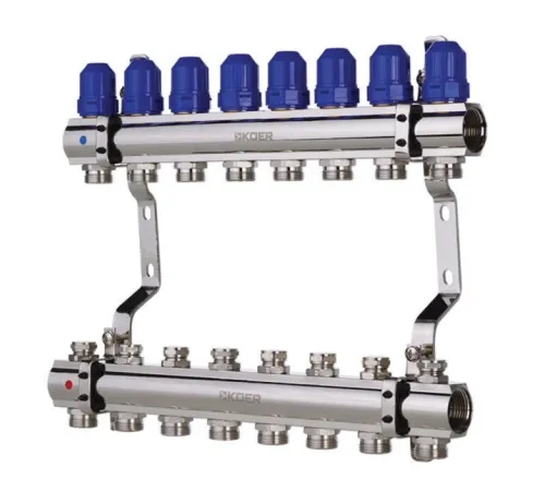 Коллекторный блок с термостатическими клапанами KOER KR.1100-08 - 1”x8 WAYS