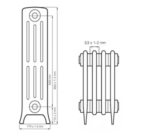 Чавунний радіатор Derby-M 4/75 (144/500) Чавунний радіатор Derby-M 4/75 (144/500)