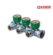 Коллектор вентильный KOER KR.1121-3 3/4”x3 WAYS c фитингом