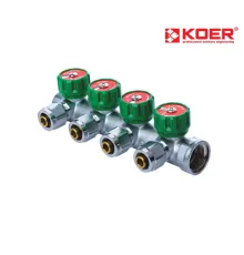 Коллектор вентильный KOER KR.1121-4 3/4”x4 WAYS c фитингом