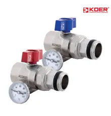 Кран с американкой и термометром прямой KOER KR.1032-Gi - 1" (антипротечка)