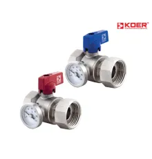 Кран с накидной гайкой и термометром прямой KOER KR.1034 - 1"
