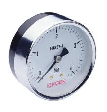 Манометр аксиальный KOER KM.611A D=63 мм (0-4 bar) 1/4''