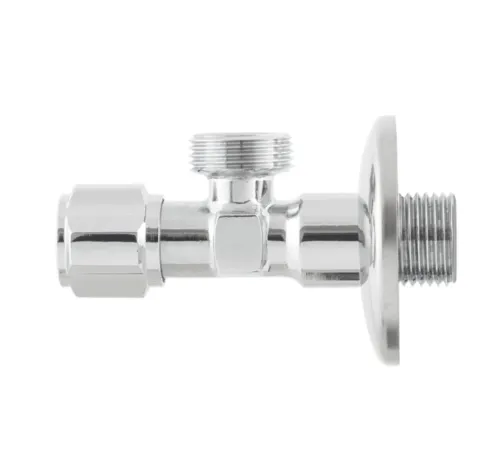 Кран приладовий кутовий Raftec Silver ABS Four Ribs Handle 1/2"*1/2" VFE0101 (вентильний)