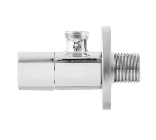 Кран приборный угловой Raftec Relo Silver 1/2"*1/2" VKE80101 ( с керамическим запорным элементом )