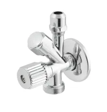 Кран приборный угловой Raftec Silver 1/2"*3/8"*3/4" VYU0100502 ( вентильный )